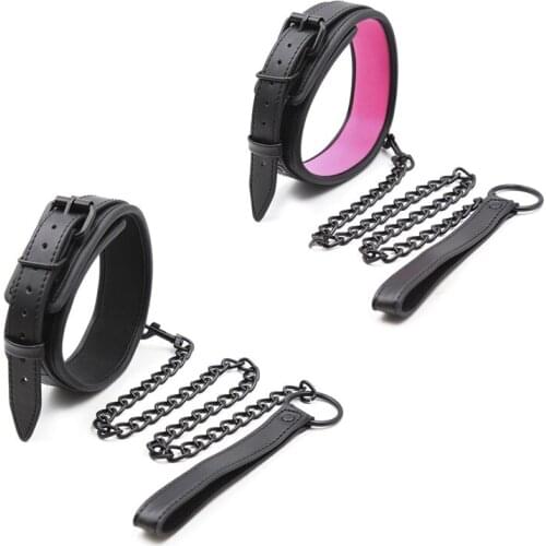 Leather BDSM Collar with Leash Adult Game Sex Bondage Restraint Neck Cuff Erotic Dog Slave Collar Sex Toys for Women Men Sexshop
