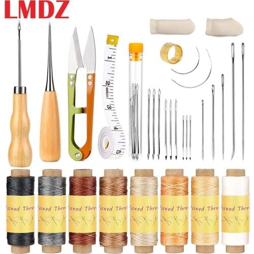 LMDZ Leather Sewing Clamp Leather Working Tools Leather Sewing Kits Leather Stitching Pony with Leather Needle and Waxed Thread