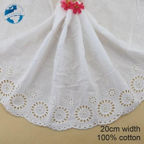 20cm width 100% Cotton embroid lace sewing ribbon guipure trim wedding lace DIY Garment Accessories french african lace#3907