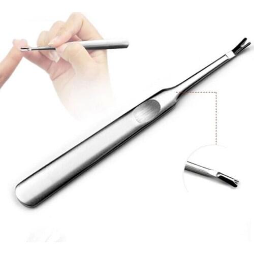 Stainless Steel Cuticle Pusher Nail Art Fork Manicure Tool For Trim Dead Skin Fork Nipper Pusher Trimmer Cuticle Remover