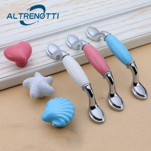 Cabinet Furniture Ceramic Handle Colorful Kid Room Zinc Wardrobe Drawer Kitchen Cupboard Door Pull Closet Dresser Rural Hardware