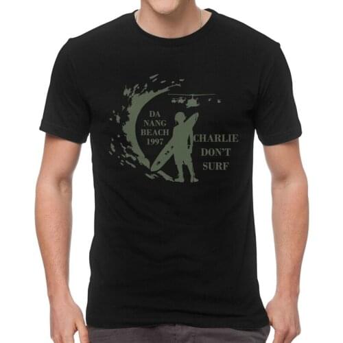 Moviel Apocalypse Now Tshirts Men Tee Tops Cotton T Shirts Short Sleeve Charlie Don't Surf Huey Helicopter T-shirt Gift Clothing