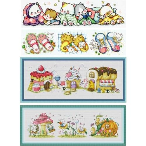 Cartoon animals patterns counted 11CT 14CT 18CT DIY Cross Stitch Sets wholesale Cross-stitch Kits Embroidery Needlework