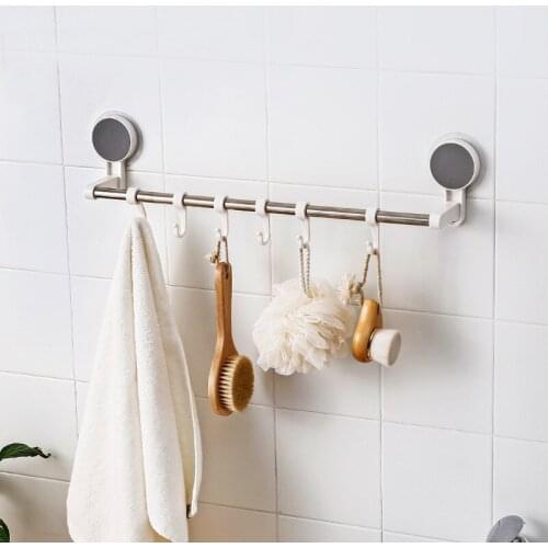 Wall Mount Towel Hanger Bathroom Wall Hanging Storage Rack Kitchen Tile Door Clothes Storage Row Hooks Coat Holder Home Decor