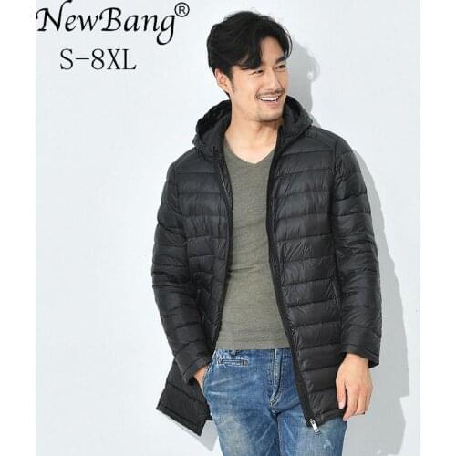 NewBang 7XL 8XL Winter Long Duck Down Jacket Men Feather Parka Man Ultra Light Down Jacket Men Lightweight Warm Puffer Jackets