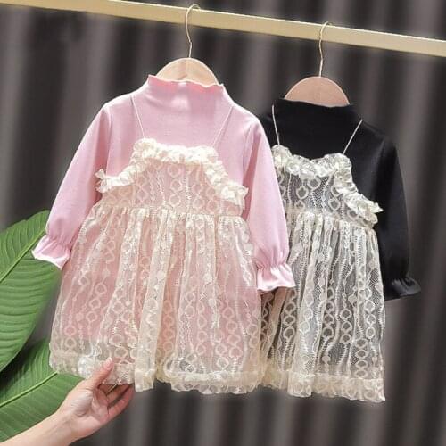 2021 New Baby Girl Dress Spring Autumn Lace Sling Long-sleeve Princess Dress Baby Clothes Fashion Newborn Childrens Dress