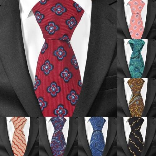 New Jacquard Necktie For Men Polyester Floral Neck Tie for Wedding Business Suits 7 CM Skinny Ties Slim Men Tie Adult Gravatas