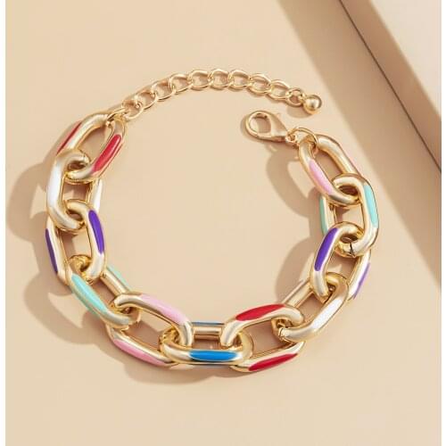 Creative personality metal color oil dripping Bracelet trend street shooting irregular Chain Bracelet