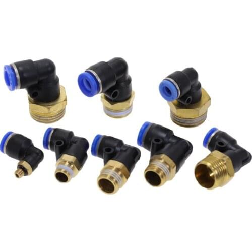 10PCS/LOT Pneumatic fittings PL" Hose OD 4 6 8 10 12 mm -M5 1/8'' 1/4'' 3/8'' 1/2'' Pneumatic Tube Elbow Air Push In Connector