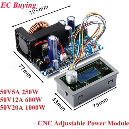 DC 50V5A 250W / 50V 12A 600W / 50V 20A 1000W Power Supply Module Adjustable CNC Step-down Voltage And Current Meter LCD Display