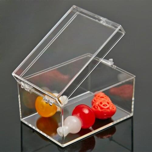 Transparent Rectangular Plastic Jewelry Beads Display Box With Cover Small Sample Storage Collection Box