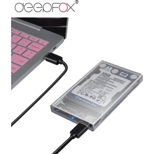 DeepFox 2.5 inch Transparent USB 3.0 to SATA 3.0 HDD Case Tool Free 5 Gbps Support 2TB Hard Drive Enclosure