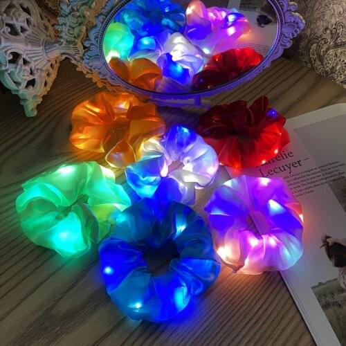 Fashion LED Luminous Scrunchies Hairband For Women Girls Elastic Ponytail Holder Hair Band Rope Light Party Bar Hair Accessories