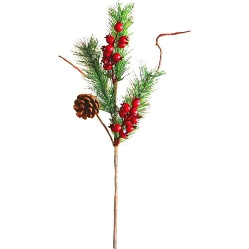 Christmas Red Berry Pomegranate Fruits Simulation Pine Berries Stem Garden Home Decoration DIY Crafts Wreath Artificial Flowers