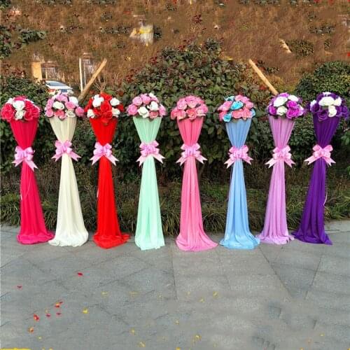 New wedding scene welcome column detachable flower stand activity scene layout bracket + flower ball + cloth cover + bow