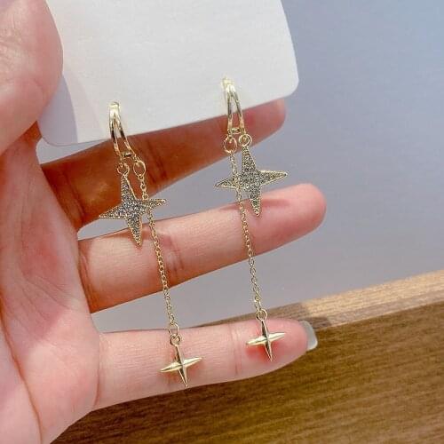 Korean temperament long star tassel earrings female personality stud simple all-match earrings pendant earrings
