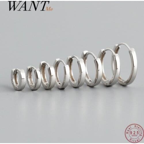 WANTME 925 Sterling Silver Minimalist Punk Rock Circle Hoop Earrings for Women Men Goth Baby Piercing Ear Buckle Charm Jewelry