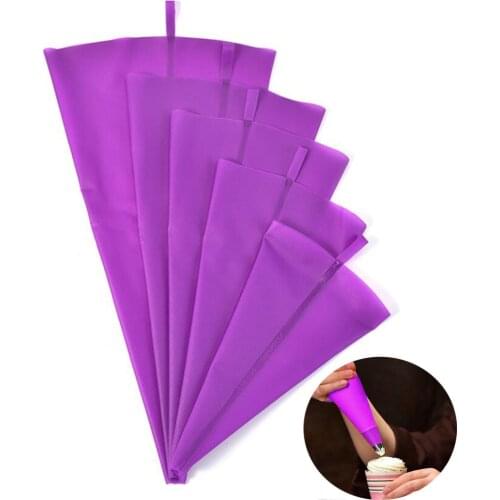 Purple Silicone TPU Piping Bag Reusable Icing Piping Cream Pastry Bags Cake Decorating Tool DIY Fondant Sugarcraft Hanging Bags