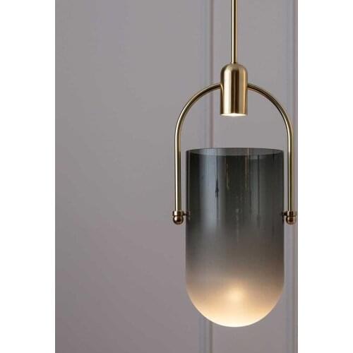 Nordic Creative Smoke Glass Chandelier Art Bucket Designer Dining Room Bedside Led Hanging Light Fixtures ZM1110