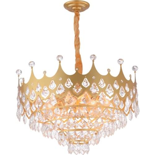 Postmodern New Round Living Room Crystal Chandelier Commodity Room Dining Room Bedroom Entrance Crown Golden Crystal Lamp