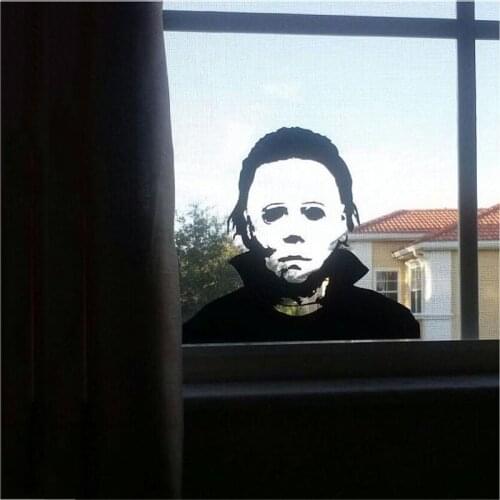 Halloween scary portrait figure glass window wall sticker decoration 57x51CM free send 1:1 conversion film scary window decor