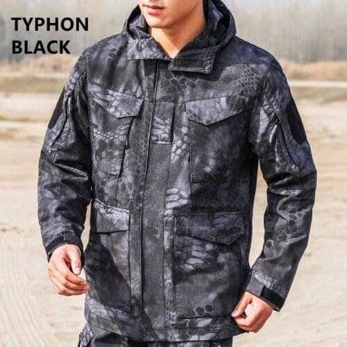 Outdoor Men Hooded Jacket Top Coat Gel Matte Kryptek Windbreaker Zipper Waterproof M65 Tactical Hiking Camping Trekking Male