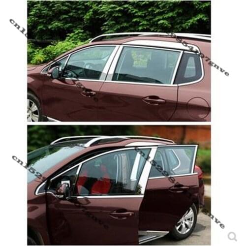 High-quality Car styling stainless steel Strips Car Window Trim Decoration Accessories For Peugeot 2008 2014-2019