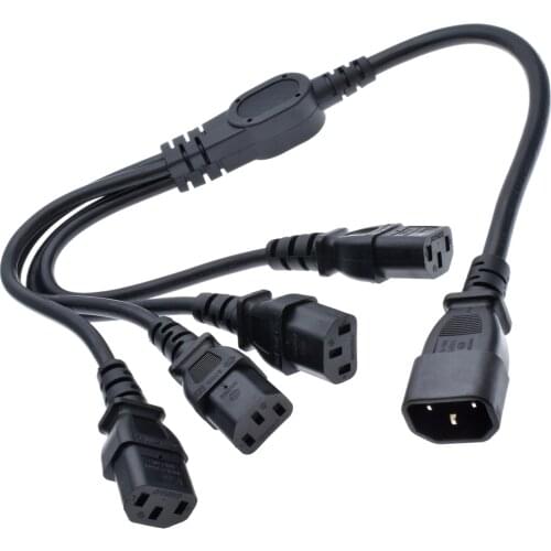 High Quality IEC 320 C14 Male Plug to 4XC13 Female Y Type Splitter Power Cord , C14 to 4 x C13, 250V/10A