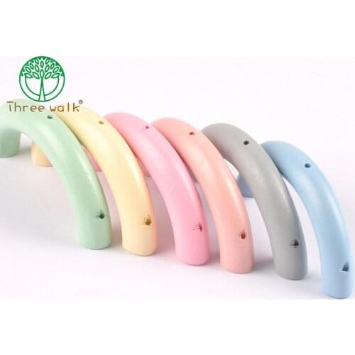 6pcs Mixed color Natural solid Wooden curved long tube beads For Jewelry making DIY