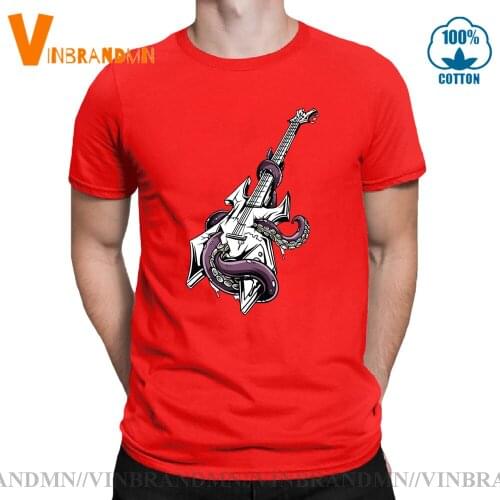 Funny Octopus Design shirt Cartoon Guitar Octopus T shirt men man Hip Hop Guitarist gift tee shirt Streetwear Rock Music T-shirt