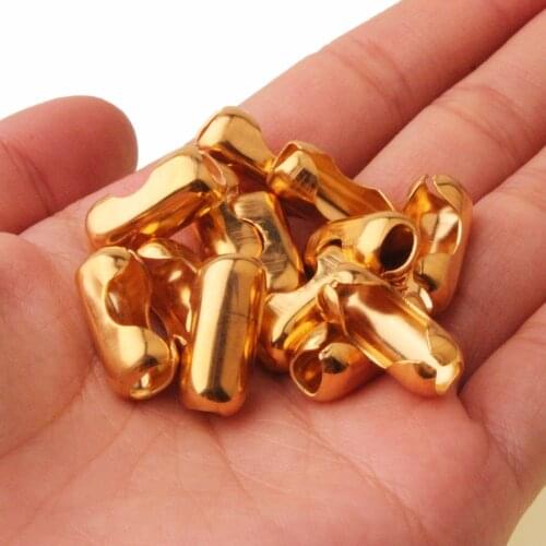 1.5/2/3.2/4/6/8/10/12mm Stainless Steel Ball Chain Connector Clasps End Beads Crimp Gold Color DIY Findings Accessories