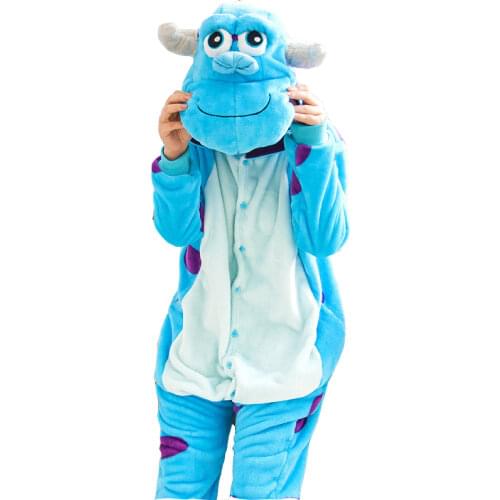 Sullivan Onesie For Adults Monster Kigurumi Pajamas Cartoon Pyjamas Women Sully Jumpsuit Cosplay Costume Halloween Bodysuit Gift