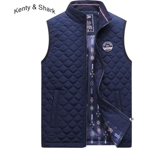 Kenty Shark Brand Mens Vests Keep Warm Cotton Liner Jackets Sleeveless Coats Plus Size 3XL 4XL Autumn Outerwear Men