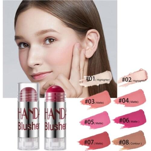1Pcs Chubby Cream Blush Stick 8 Color Blusher Highlight Contour Cosmetics Moisturizer Long Lasting Face Cheek Contouring Makeup