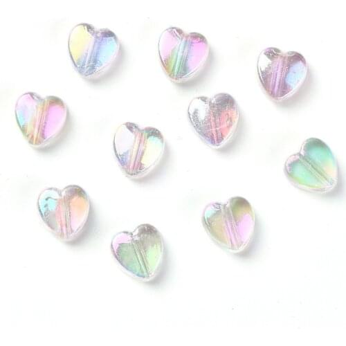 Julie Wang 100pcs 8mm Acrylic Heart Beads Transparent Heart Spacer Bead Bracelet Jewelry Making Accessory