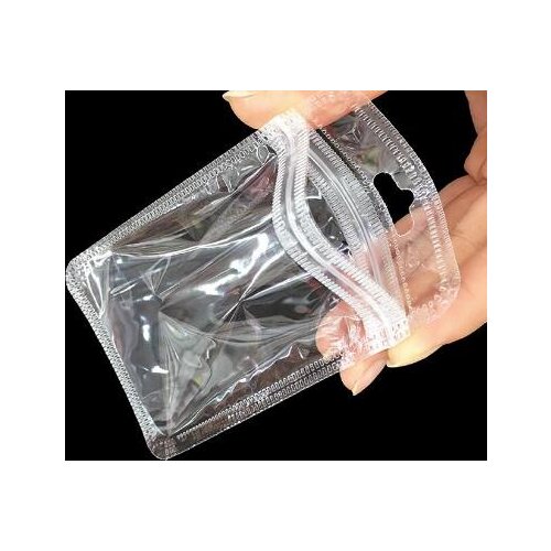 100pcs Transparent Clear Clear Resealable Plastic Bag PE Zip Lock Pouch with hanging hole Jewelry Accessories Storage Pack bag