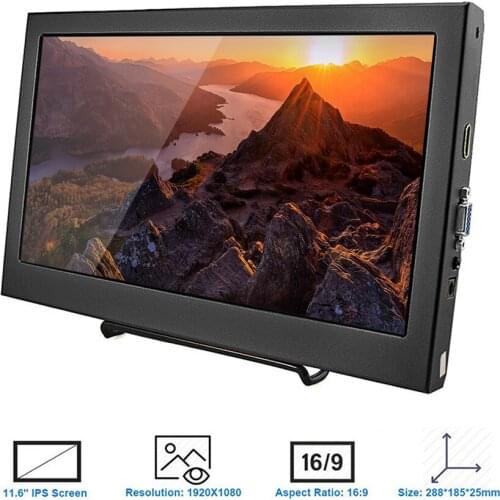 1080P Elecrow 11.6-inch HD Screen Compatible with PS3 PS4 Xbox360 LED Display Monitor for Raspberry Pi 3 B 2B Windows