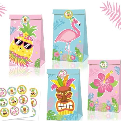12pcs candy boxes Gift bag Hawaii Luau summer pineapple flamingo beach theme Birthday Baby Shower wedding bridal shower favor