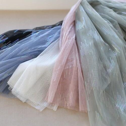 150x50cm New Clothing Pink White Sequin Gauze Fabric Skirt Wedding Tulle Stage Clothing Fabric
