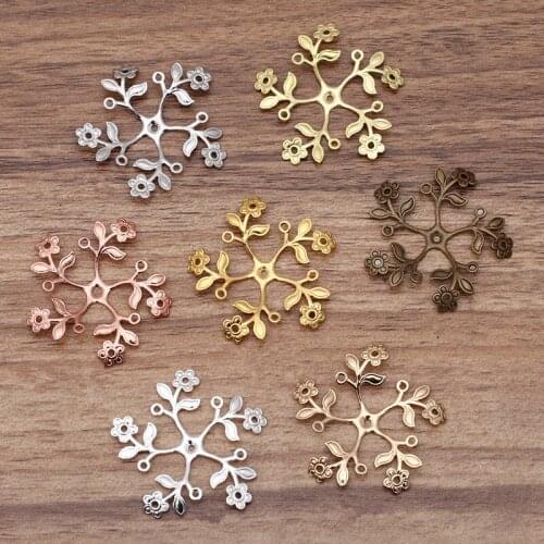 20 Pieces/Lot 39mm Metal Copper Filigree Charms Flower Stamping Sheet DIY Jewelry Making Accessories
