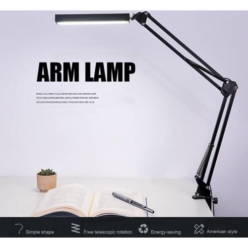 2021 LED Folding Metal Desk Lamp Clip on Light Clamp Long Arm Dimming Table Lamp 3 Colors For Living Room Reading And Computers