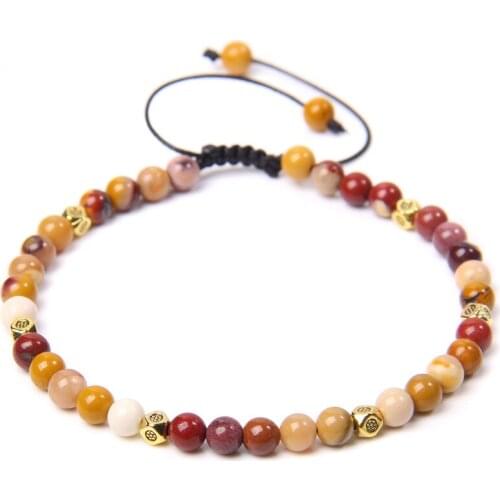 4MM Natural Stone Bracelet Alloy Spacer Charm Braided Bracelets for Men Women Adjustable Rope Exquisite Jewelry Wholesale Party