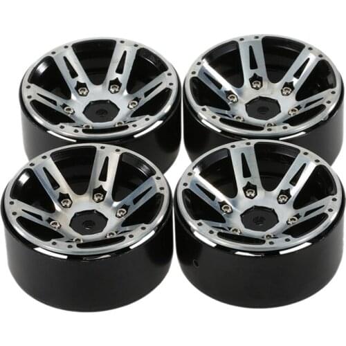 4Pcs Metal Wheel Rim 1.9Inch Wheel Hub Beadlock Wheel Rim for 1:10 RC Rock Crawler Axial SCX10 90046 D90 TRX-4 RC Car