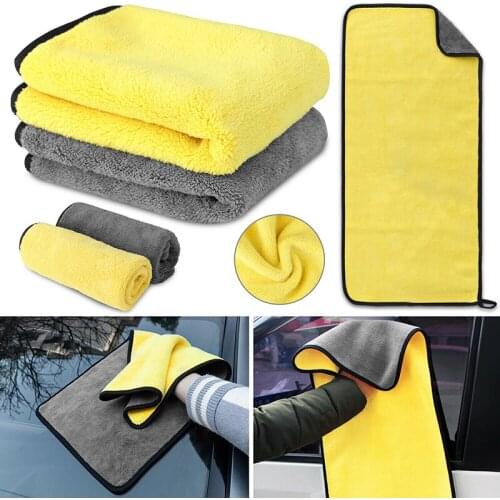 800GSM Microfiber Car Wash Towel Cleaning Cloth Polishing Detailing Drying Rag Coral Fleece Cloth Double-sided Hemming Car Care
