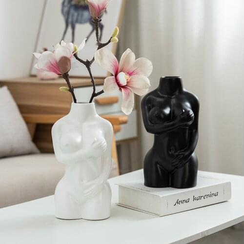 Abstract Body Art Vase Naked Female Model Ceramic Crafts Flower Pot Character Female Sculpture Vase Home Decoration Ornaments