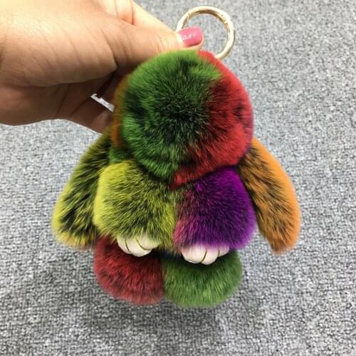 Keychain Pendant Rainbow Rabbit Toy Key-Ring Adorable Jewelry Automobile-Key-Holder Women Fashion Bag Pendant