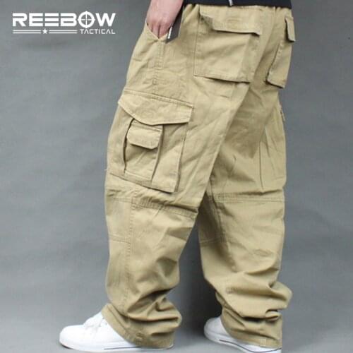 REEBOW TACTICAL Men Plus Size Cargo Pants Outdoor Sports Running Loose Fatty Trousers 4XL 5XL 6XL Max. 135cm waist 140kg