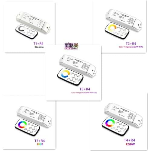 T1/T2/T3/T4/T5 led dimmer CCT/RGB/RGBW/CW CCT with R4 Receiver controller+RF wireless remote for LED Strip Light lamp DC12V-24V