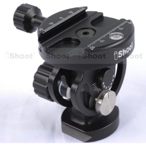 Two-Dimensional Tiltable Ball Head with Removable Quick Release Plate Clamp for Camera Tripod Monopod