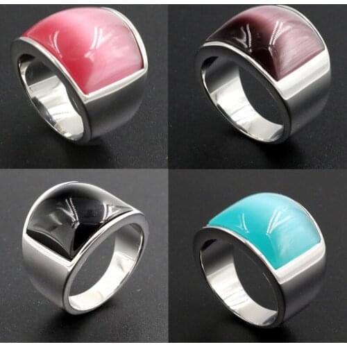 European and American explosions personality titanium steel ring fashion wide face white big gem men and women ring factory dire
